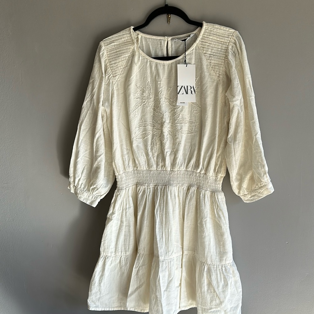 Zara Floral Embroidery Mini Dress Size XL NWT